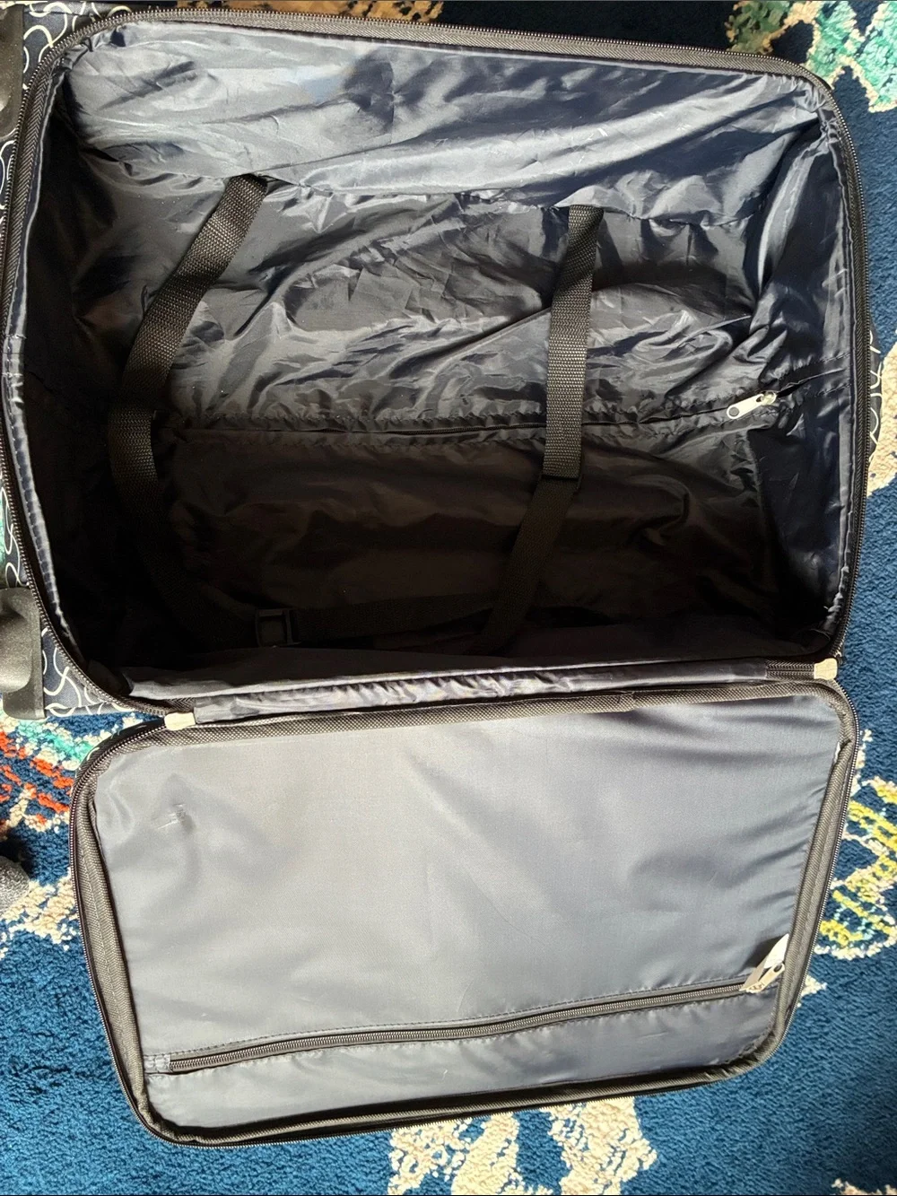 Blue & White Print Carry-On Suitcase - Monoprix Paris, Spinner Wheels